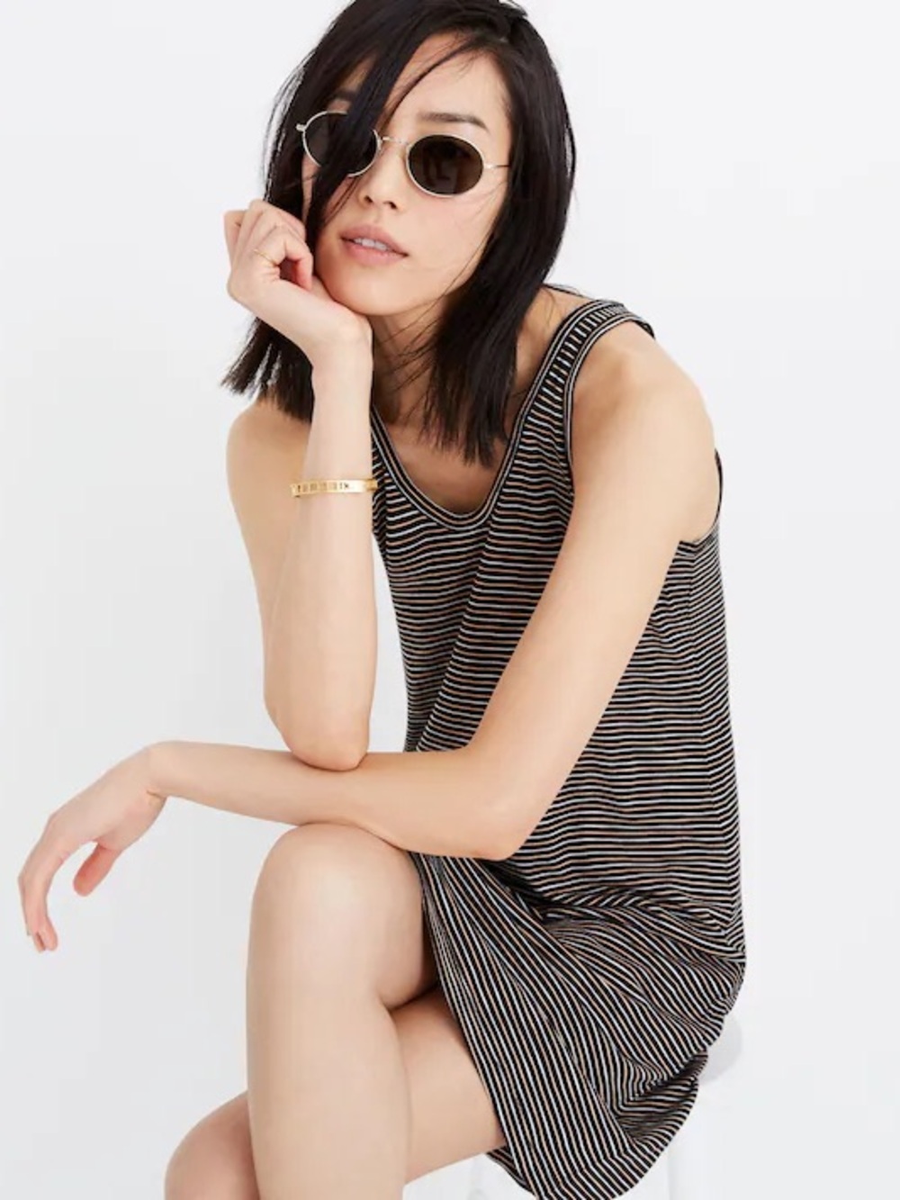 Madewell Striped Scoopneck Knit Dress True Black